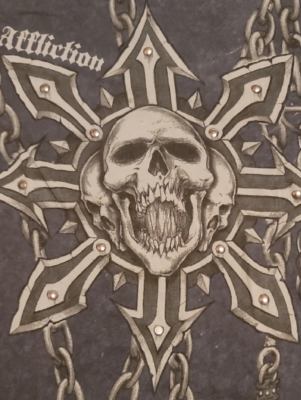 Affliction Studded Men's Medium Black Shirt 2 small holes - Picture 9 of 9